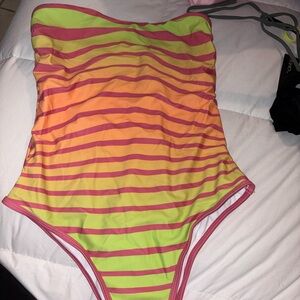 Striped Pink and Yellow One Piece